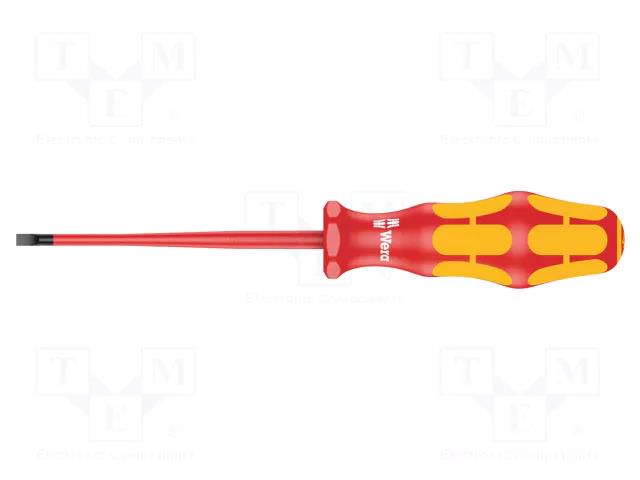 Screwdriver; insulated,slim; slot; 4,0x0,8mm; Blade length: 100mm WERA WERA.160/40/08