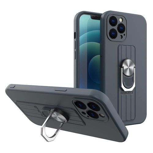 Ring Case silicone case with finger grip and stand for Samsung Galaxy S21+ 5G (S21 Plus 5G) dark blue, Hurtel 5907769327780 5907769327780