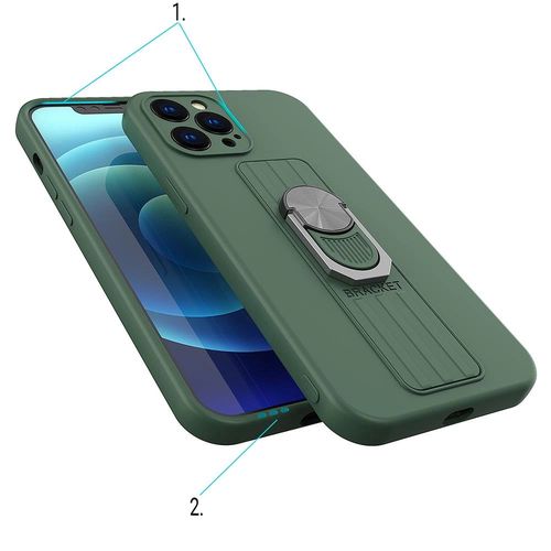 Ring Case silicone case with finger grip and stand for Samsung Galaxy S21+ 5G (S21 Plus 5G) silver, Hurtel 5907769327827 5907769327827