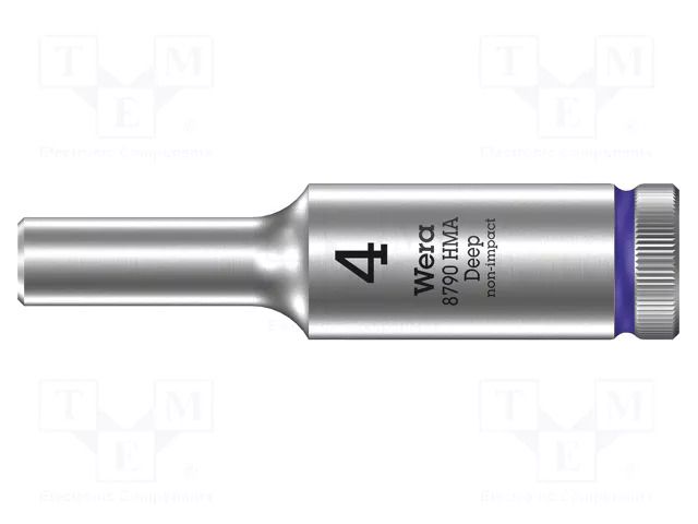 Socket; 6-angles,socket spanner; HEX 4mm; Chrom-vanadium steel WERA WERA.05004500001