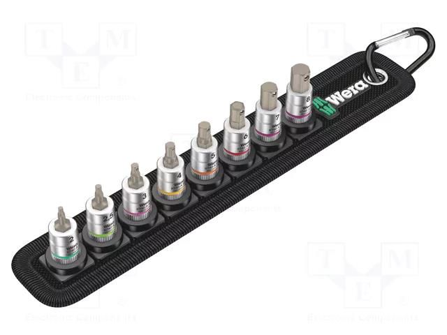 Wrench-set; hex key,socket bits; Mounting: 1/4"; 28mm WERA WERA.BELT/A2