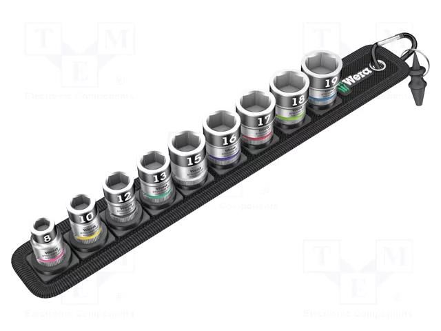 Wrench-set; 6-angles,socket spanner; Mounting: 3/8"; 9pcs. WERA WERA.BELT/B1