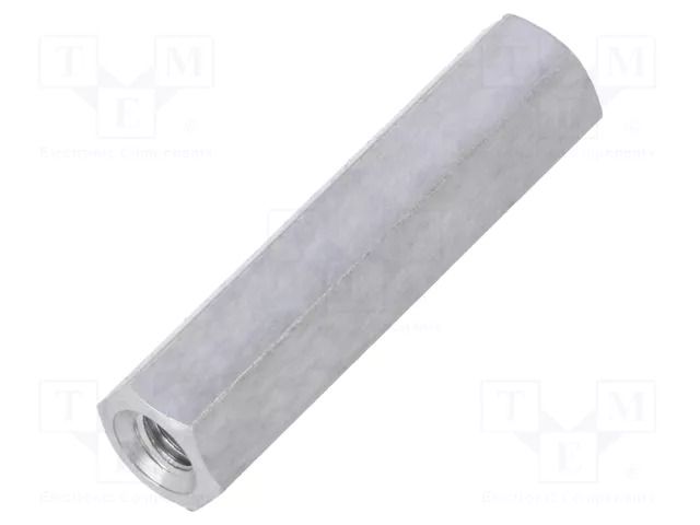 Screwed spacer sleeve; 30mm; Int.thread: M4; hexagonal; aluminium DREMEC TFF-M4X30/DR136