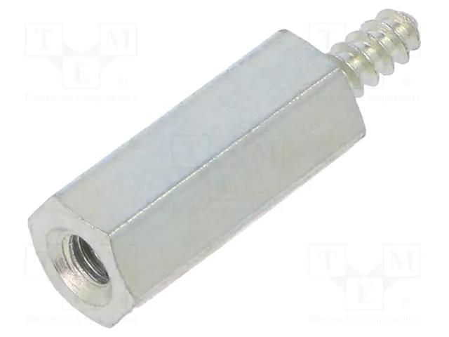 Screwed spacer sleeve; 12mm; Int.thread: M2,5; Ext.thread: ST2,2 DREMEC TFM-M2.5X12/222ST