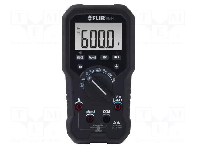 Digital multimeter; LCD; (6000); VDC: 600mV,600V; VAC: 600mV,600V FLIR SYSTEMS AB DM64
