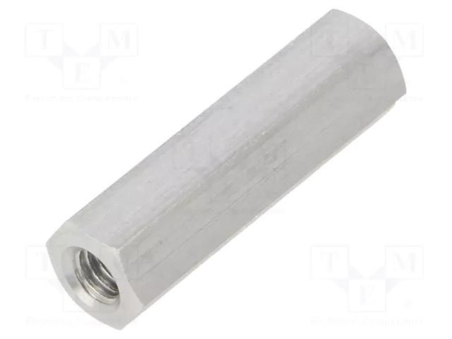 Screwed spacer sleeve; 25mm; Int.thread: M4; hexagonal; aluminium DREMEC TFF-M4X25/DR136