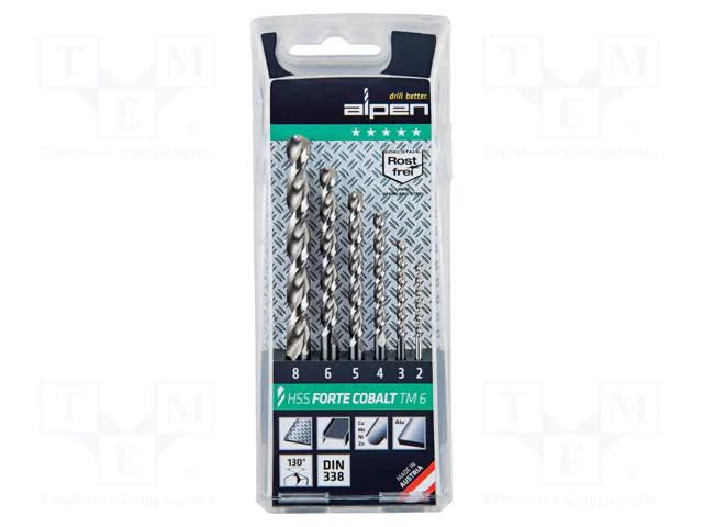 Drill set; for metal; high speed steel; blister; metal,steel ALPEN-MAYKESTAG ALP.100616100
