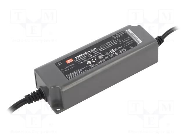 Power supply: switching; for LED tapes; 60W; 12VDC; 5A; 90÷305VAC MEAN WELL PWM-60-12DA