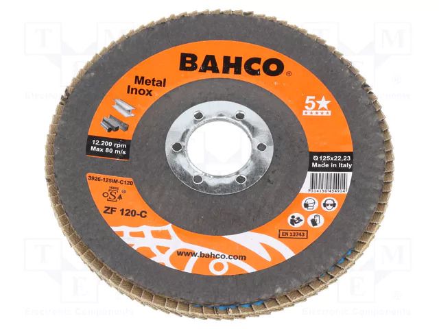 Flap grinding wheels; Ø: 125mm; Granularity: 120; 22.23mm BAHCO SA.3926-125IM-C120