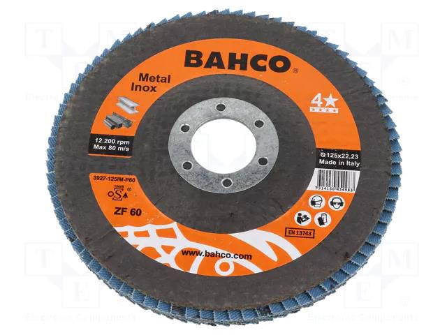 Flap grinding wheels; Ø: 125mm; Øhole: 22.23mm; Granularity: 60 BAHCO SA.3927-125IM-P60