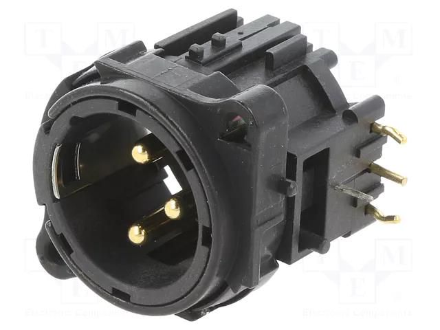 Connector: XLR; socket; male; PIN: 3; angled 90°; THT; silver; 6A NEUTRIK NTR-NC3MBH-B