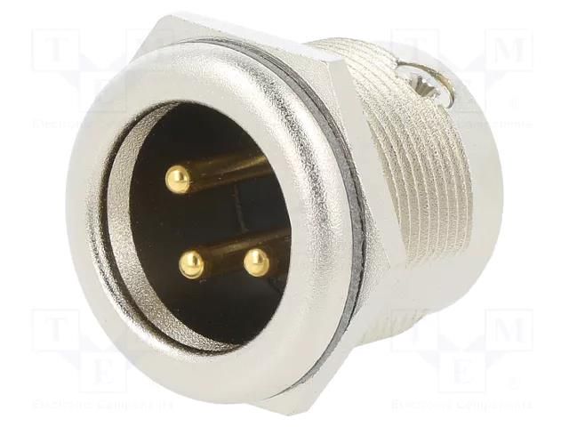 Connector: XLR; socket; male; PIN: 3; straight; soldering; silver NEUTRIK NTR-NC3MPR-HD