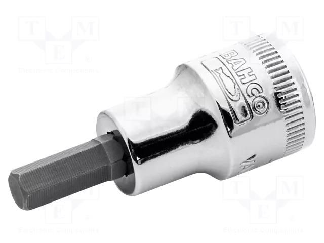 Socket; hex key,socket spanner; HEX 4mm; 3/8"; tool steel BAHCO SA.7409M-4