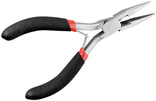 Needle-Nose Pliers with Half-Round Tip, 125 mm - ideal for electronics and precision mechanics 77098