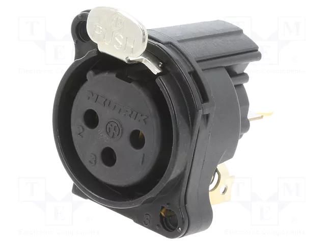 Connector: XLR; socket; female; PIN: 3; straight; with push button NEUTRIK NTR-NC3FBV1-B