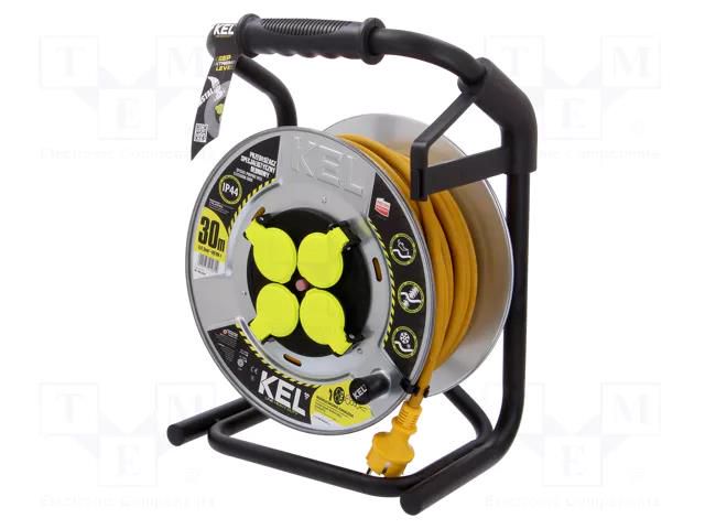 Extension lead; 3x2.5mm2; reel,with non-rotating sockets; 30m KEL W-99268