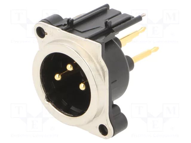 Connector: XLR; socket; male; PIN: 3; angled 90°; THT; silver; 6A NEUTRIK NTR-NC3MBV