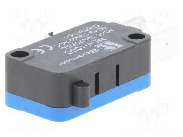 Microswitch SNAP ACTION; 10A/250VAC; 0.3A/220VDC; without lever SPAMEL MSV100C