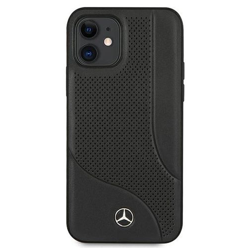 Mercedes Leather Perforated Area Case for iPhone 12 mini - Black, Mercedes 3666339013172 3666339013172