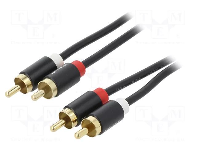 Cable; RCA plug x2,both sides; 1m; Plating: gold-plated; black VENTION VAB-R06-B100