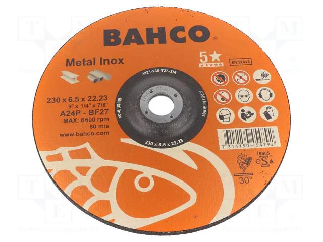 Grinding wheel; Ø: 230mm; Øhole: 22.23mm; Disc thick: 6.5mm BAHCO SA.3921-230-T27-IM
