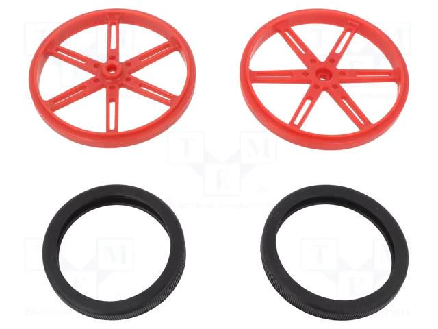 Wheel; red; Shaft: knurled; push-in,screw; Ø: 90mm; Shaft dia: 5.8mm POLOLU POLOLU-4936