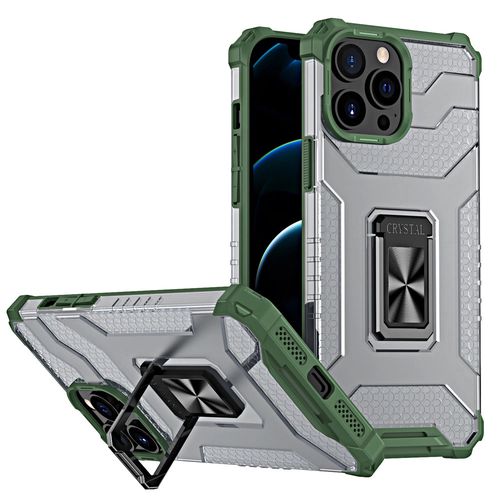 Crystal Ring Case Kickstand Tough Rugged Cover for iPhone 13 Pro Max green, Hurtel 5907769330988 5907769330988