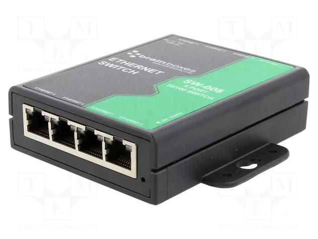 Switch Ethernet; unmanaged; Number of ports: 8; 5÷30VDC; RJ45; SW BRAINBOXES SW-008