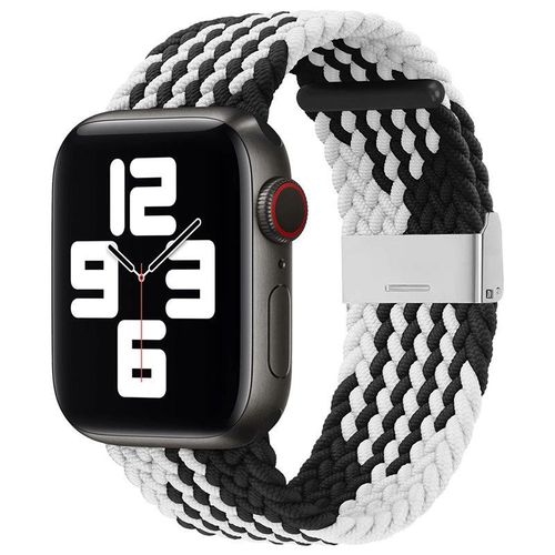 Braided Fabric Bracelet Strap Fabric Band for Apple Watch 38 / 40 / 41 mm - Black and White, Hurtel 5907769336669 5907769336669