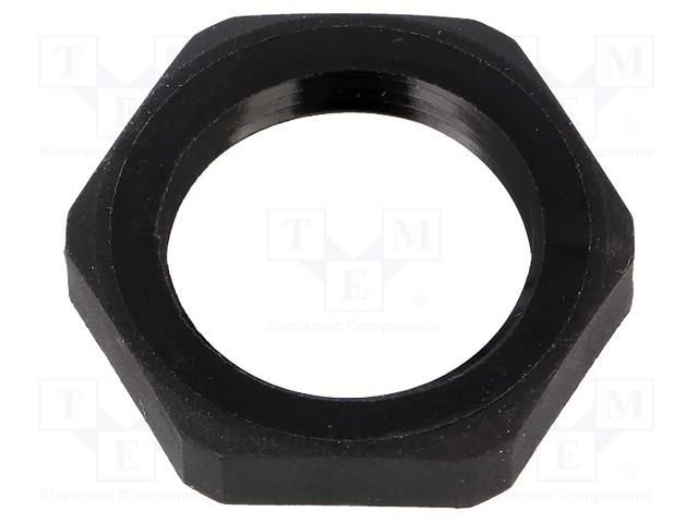 Nut; Thread: PG; polyamide; PMAFIX MN; black; 30mm; Thread: PG16 PMA I-BMN-16