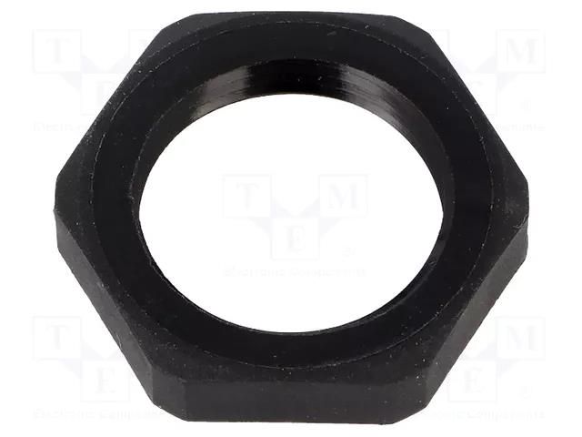 Nut; Thread: PG; polyamide; PMAFIX MN; black; 30mm; Thread: PG16 PMA I-BMN-16