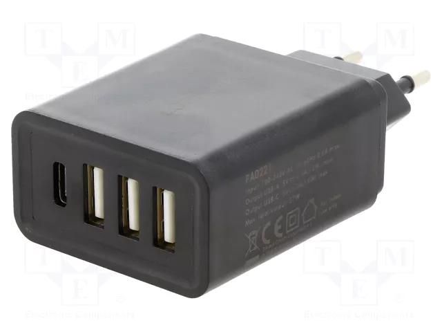 Power supply: switching; mains,plug-in; 5VDC; 27W; 98x50x29mm LOGILINK PA0221