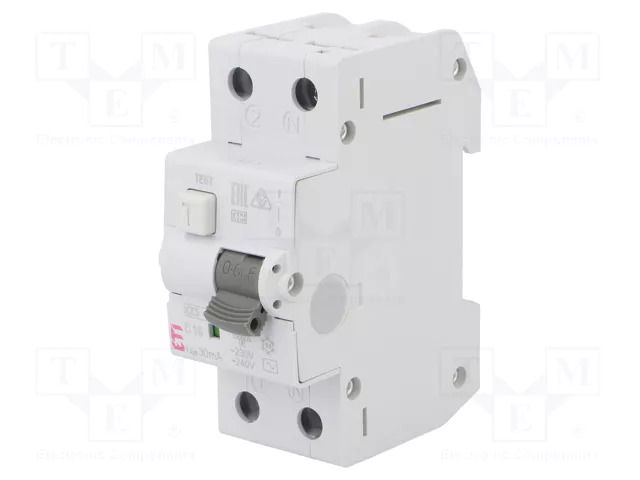 RCBO breaker; Inom: 16A; Ires: 30mA; Poles: 2; 230/400VAC; IP20; KZS ETI POLAM 002173124