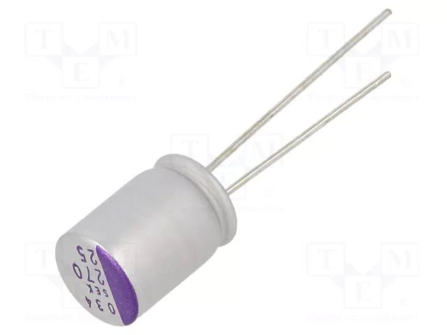 Capacitor: polymer; 270uF; 25VDC; THT; ±20%; Body dim: Ø8x12mm; 16mΩ PANASONIC 25SEK270M