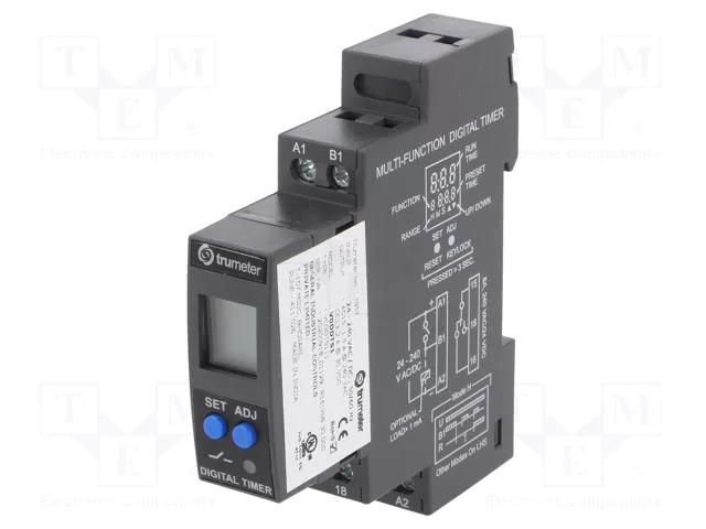 Timer; Range: 0,1s÷999h; SPDT; 24÷240VAC; 24÷240VDC; Display: LCD TRUMETER TRU-7957