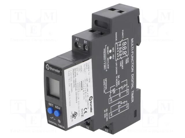 Timer; Range: 0,1s÷999h; SPDT; 24÷240VAC; 24÷240VDC; Display: LCD TRUMETER TRU-7954