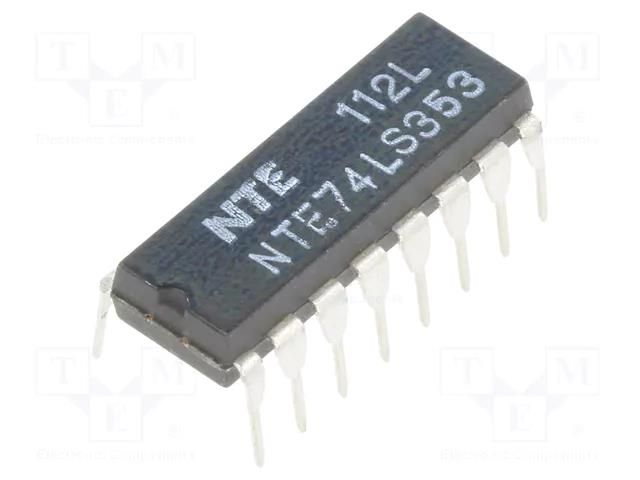 IC: digital; 4 to 1 line,multiplexer,data selector; Ch: 2; DIP16 NTE Electronics NTE74LS353