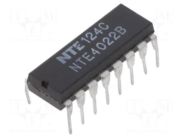 IC: digital; divider,counter,octal counter; CMOS; THT; DIP16 NTE Electronics NTE4022B