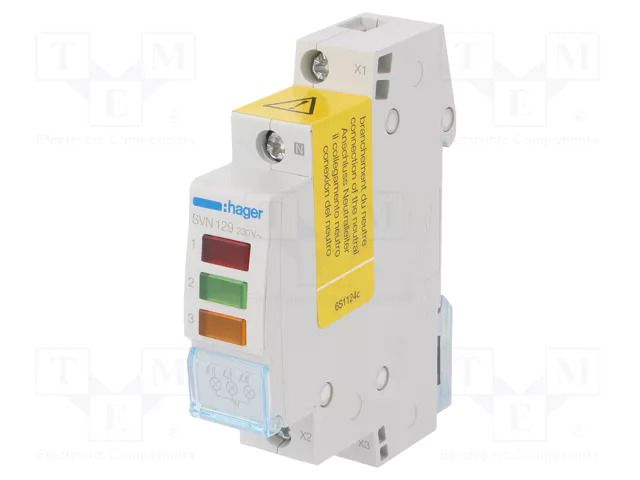 Voltage indicator; 230VAC; IP20; for DIN rail mounting HAGER SVN129