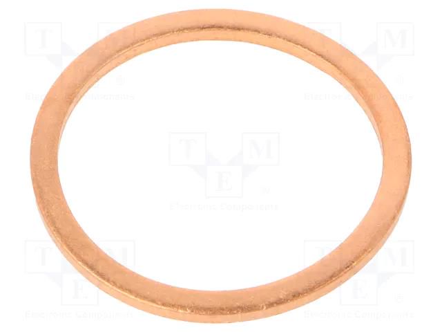 Gasket; copper; Thk: 1.5mm; Øint: 18mm; Øout: 22mm; DIN 7603 ELESA+GANTER DIN7603-CU-18-22-A