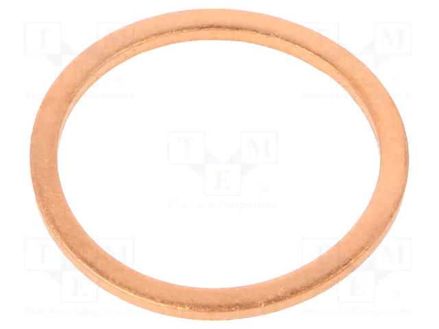 Gasket; copper; Thk: 1.5mm; Øint: 21mm; Øout: 26mm; DIN 7603 ELESA+GANTER DIN7603-CU-21-26-A