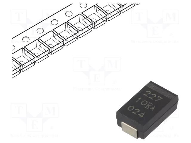 Capacitor: tantalum-polymer; low ESR; 220uF; 10VDC; D; 2917; SMD KEMET T598D227M010AHS025