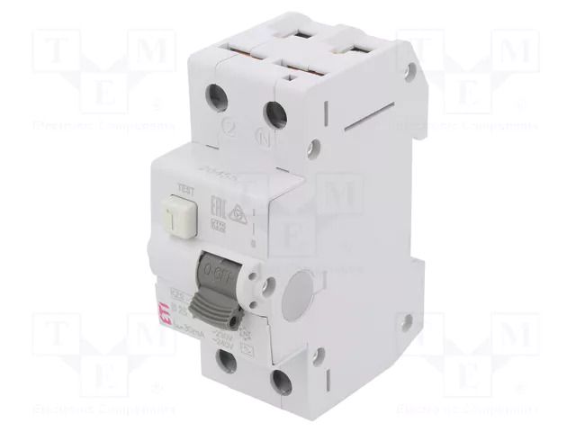RCBO breaker; Inom: 25A; Ires: 30mA; Poles: 2; 230/400VAC; IP20; KZS ETI POLAM 002173106