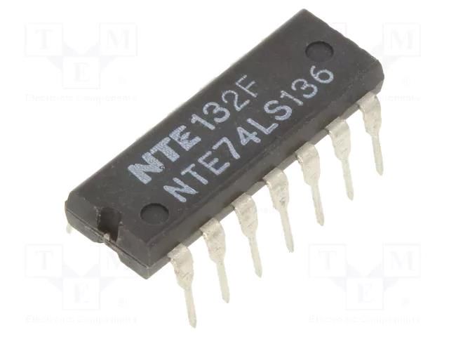 IC: digital; XOR; Ch: 4; IN: 2; TTL; THT; DIP14; OUT: open collector NTE Electronics NTE74LS136