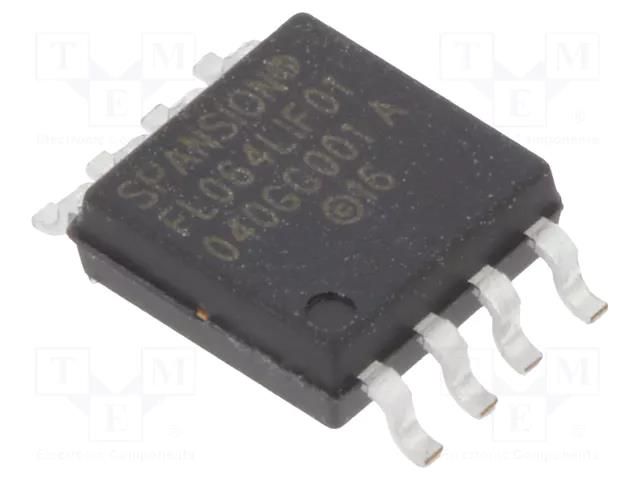 IC: FLASH memory; 64MbFLASH; SPI; 108MHz; 2.7÷3.6V; SO8; serial INFINEON (CYPRESS) S25FL064LABMFI010