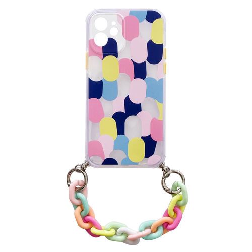 Color Chain Case gel flexible elastic case cover with a chain pendant for iPhone 13 mini multicolour  (1), Hurtel 5907769332104 5907769332104