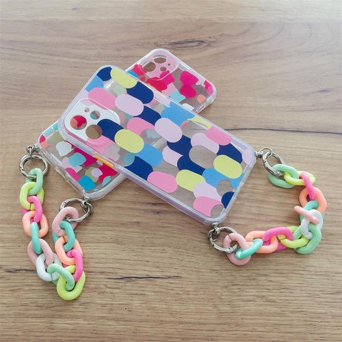 Color Chain Case gel flexible elastic case cover with a chain pendant for iPhone 13 Pro multicolour  (4), Hurtel 5907769332609 5907769332609