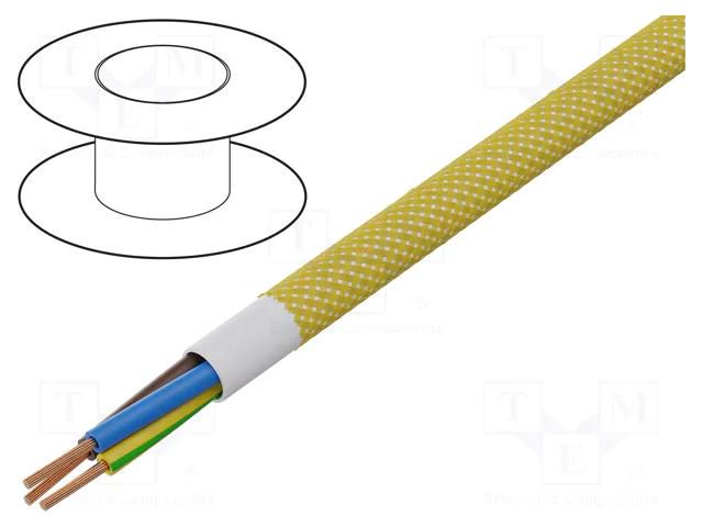 Wire; H03VV-F,OMY; 3G0.75mm2; round; stranded; Cu; PVC; textile ESPE OP-AC-3G0.75-YL