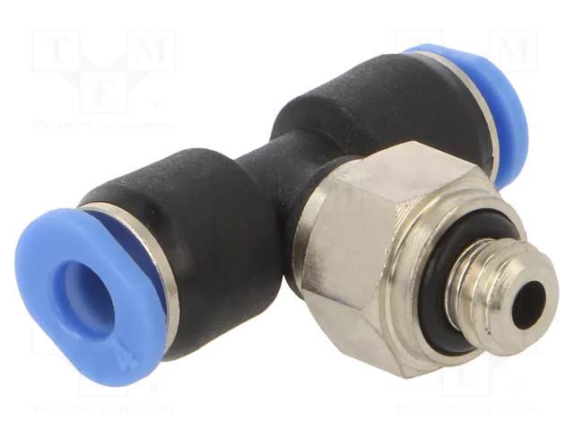 Push-in fitting; T-tap splitter; -0.95÷10bar; Thread: M6; 0÷60°C PNEUMAT PB-64