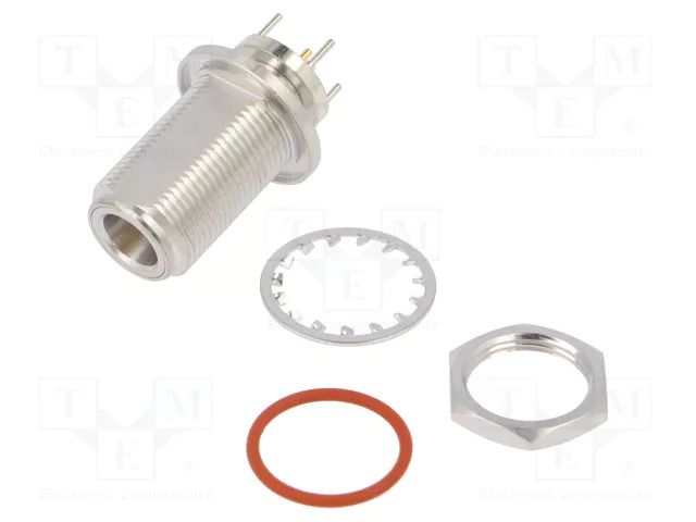 Connector: N; socket; female; straight; 50Ω; THT; gold-plated; PTFE AMPHENOL RF 172243